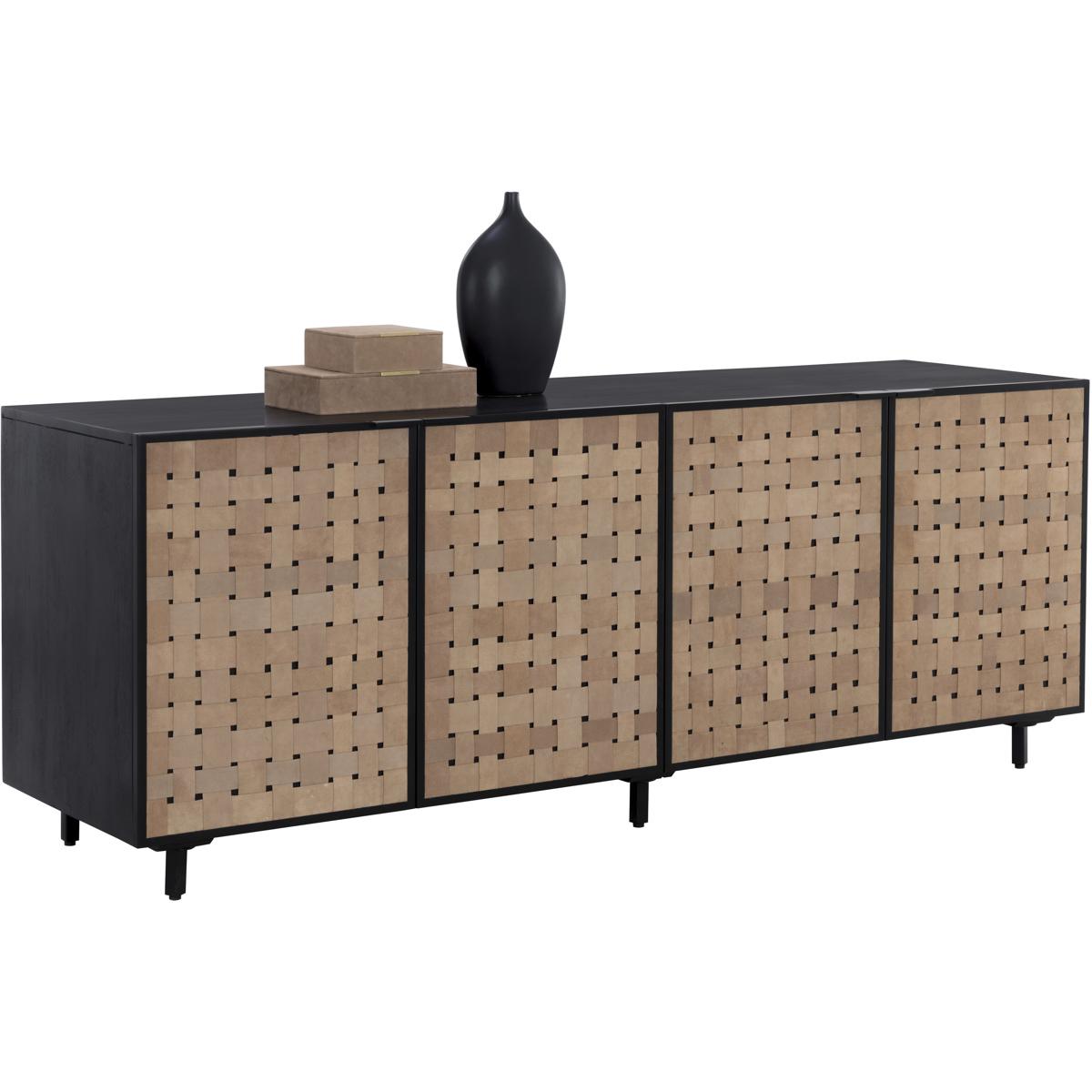 SUNPAN 110770 Omari 80 X 22 inch Suede Light Tan Leather Sideboard, Large